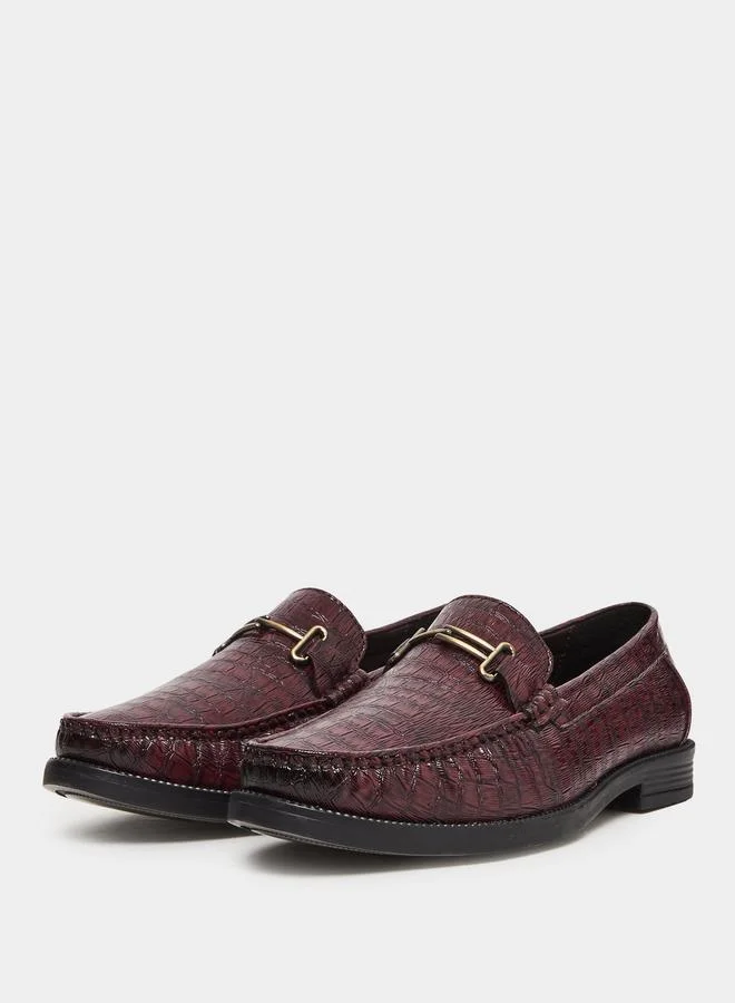 Styli Men Animal Textured Metal Slip On Loafers